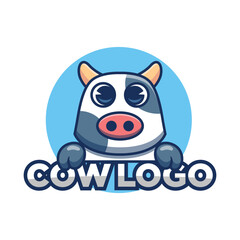 Cow mascot logo vector illustration.