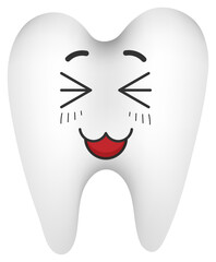 
Sticker funny tooth with kawaii emotions. Flat illustration of a tooth with emotions isolated without background.