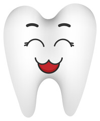 
Sticker funny tooth with kawaii emotions. Flat illustration of a tooth with emotions isolated without background.