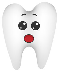 
Sticker funny tooth with kawaii emotions. Flat illustration of a tooth with emotions isolated without background.