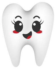 
Sticker funny tooth with kawaii emotions. Flat illustration of a tooth with emotions isolated without background.