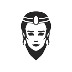 Beautiful queen in tiara logo stencil isolated