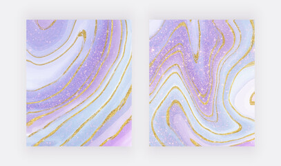 Purple and blue marble liquid wall art prints 

