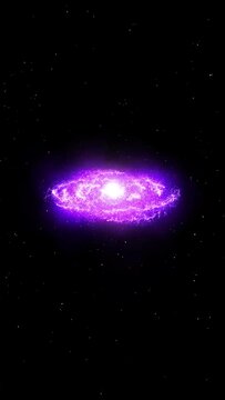 Purple Galaxy Vertical. Flying away from near a galaxy. Full HD, 15 seconds animation, vertical format 2160x3840.