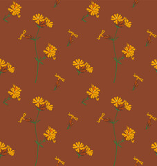 Seamless colored natural pattern consisting of flowers
