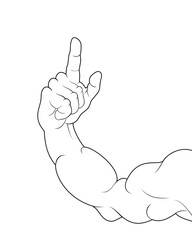hand gestures symbol sign linear drawing Strong person index finger 1st place