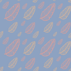 Seamless colored natural pattern of leaves or feathers
