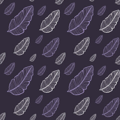 Seamless colored natural pattern of leaves or feathers
