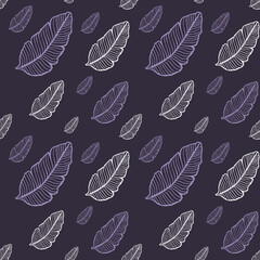 Seamless colored natural pattern of leaves or feathers
