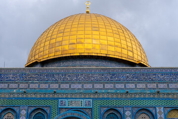 Old Sacred City of Jerusalem, Holy Mosque named Masjid Al Aqsa, islamic icon for Muslims for pray