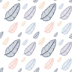 Seamless colored natural pattern of leaves or feathers
