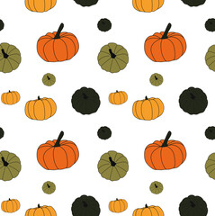 Seamless colorful pattern with halloween pumpkins
