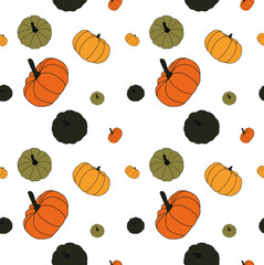 Seamless colorful pattern with halloween pumpkins

