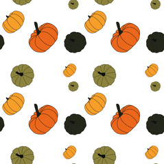 Seamless colorful pattern with halloween pumpkins
