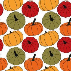 Seamless colorful pattern with halloween pumpkins
