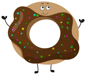 Sticker funny donut with kawaii emotions. Kawaii faces. Illustration without background