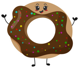 Sticker funny donut with kawaii emotions. Kawaii faces. Illustration without background