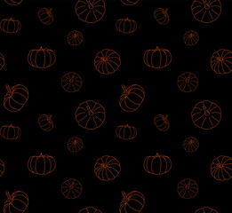 Seamless monochrome pattern with halloween pumpkins
