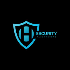 Security company logo . Abstract symbol of security. Shield logo. Shield icon.with elipse H  letter logo
