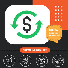 currency, investment, money, payment icon. With orange and black background.