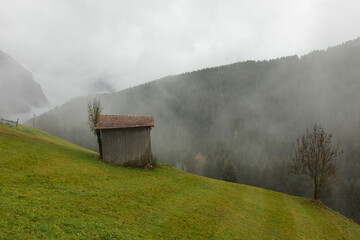 Fototapeta na wymiar Autumn Season in the Lago di Braies, Bolzano Italy