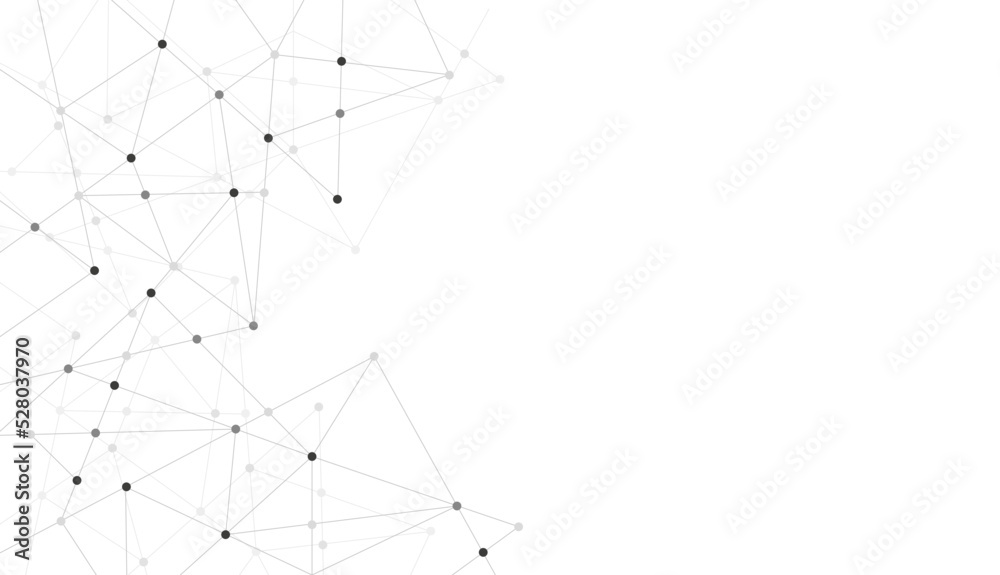 Fototapete Technology polygon network connected dots and lines background template. Linked global system graphic vector.	