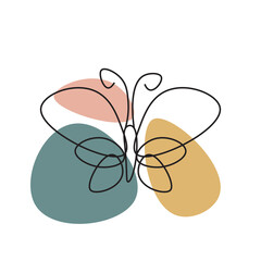 butterfly line art with minimalist color