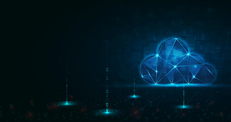 3D cloud background for cloud computing in vector format. transferring a lot of information to the cloud. © jullasart
