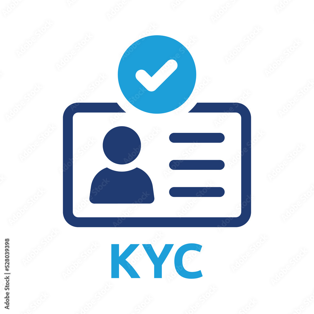 Poster kyc - know your customer vector icon design. profile identity symbol isolated on white background. p