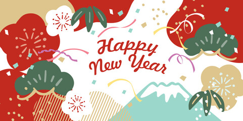 新年　年賀状　お正月の背景イラスト