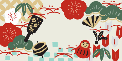 新年　年賀状　お正月の背景イラスト