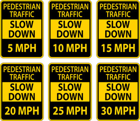 Slow Down Pedestrian Traffic Sign On White Background - obrazy, fototapety, plakaty