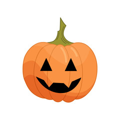 Halloween pumpkin in cartoon flat style isolated on white background. Funny vector illustration for graphic design.