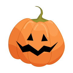 Halloween pumpkin in cartoon flat style isolated on white background. Funny vector illustration for graphic design.