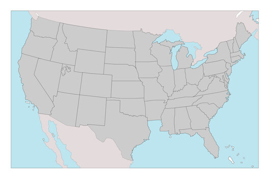 Maps of states and territories of the United States, with border marking