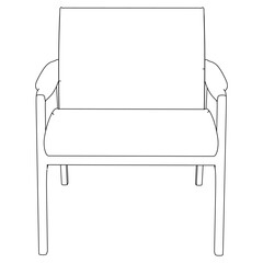 Home armchair vector outline icon. Vector illustration comfortable chair on white background. Isolated illustration outline icon home armchair.