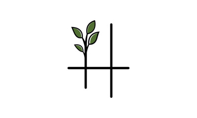 Modern logo H combine with leaf. Initial Letter H Eco nature design