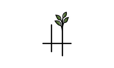 Fototapeta na wymiar Modern logo H combine with leaf. Initial Letter H Eco nature design