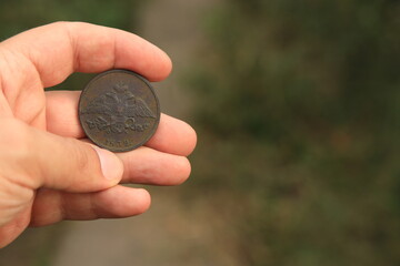 Old copper coin of Russian Empire