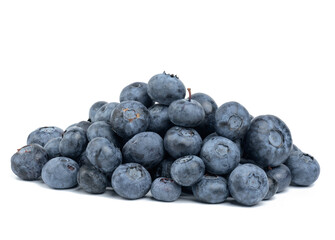A bunch of ripe blueberries on a white isolated background