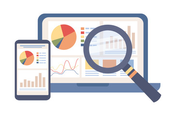 SEO research icon. Search Engine Optimization concept. Web analytics and seo marketing social media. Strategy and planing website. Vector flat illustration 
