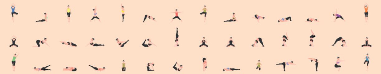 set of woman workout by yoga pose. vector illustration eps10