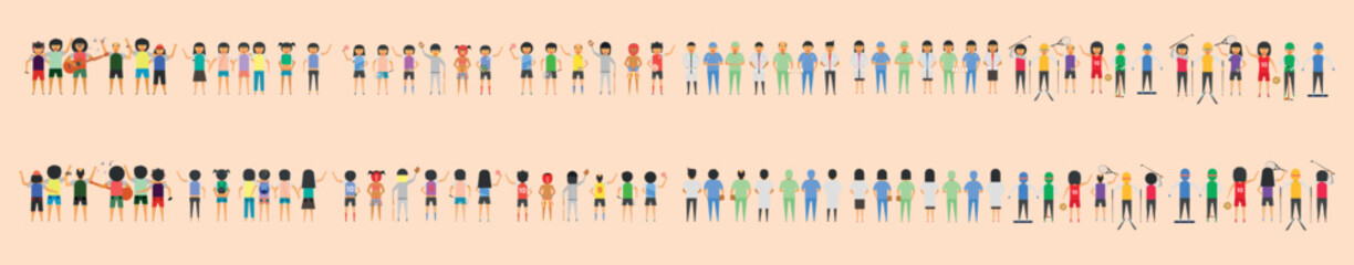 set of man and woman group. vector illustration eps10