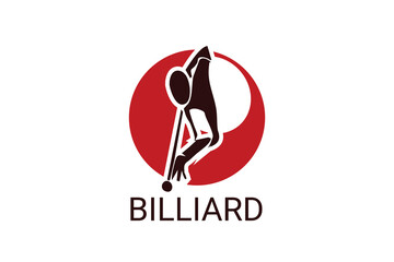 billiard sport vector line icon. playing billiard. sport pictogram, vector illustration. - obrazy, fototapety, plakaty