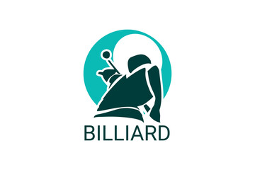 billiard sport vector line icon. playing billiard. sport pictogram, vector illustration. - obrazy, fototapety, plakaty