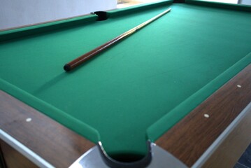 billiard table with balls