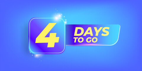 Four days to go countdown blue horizontal banner design template. 4 days to go sale announcement modern blue banner, label, sticker, icon, poster and flyer.