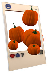 Social post autumn concept with 3D pumpkin and frame template