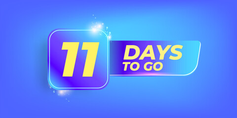 Eleven days to go countdown blue modern horizontal banner design template. 11 days to go sale announcement blue banner, label, sticker, icon, poster and flyer.
