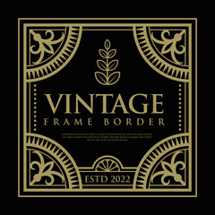 Vintage frame border gold vector